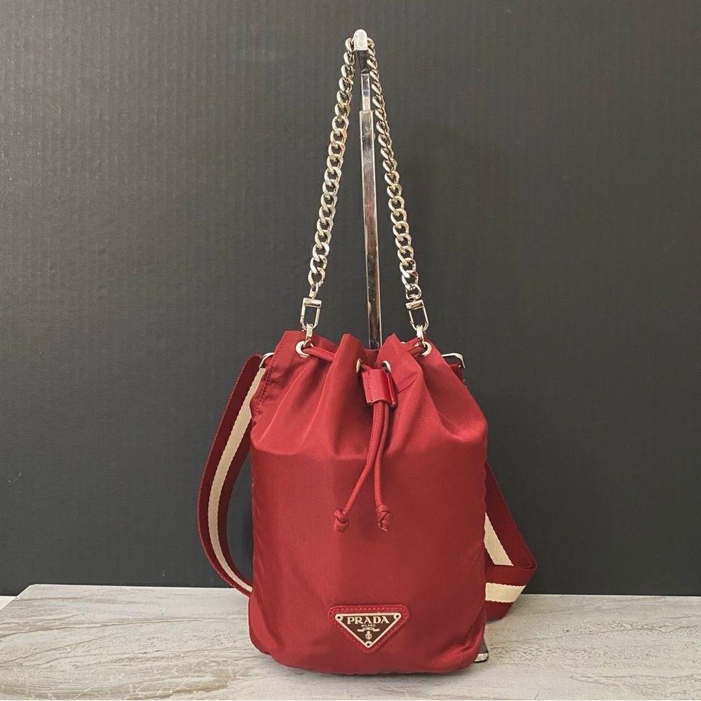 COPY - PRADA Nylon Silvertone Pouch to Shoulder Crossbody Bag 💼 P1